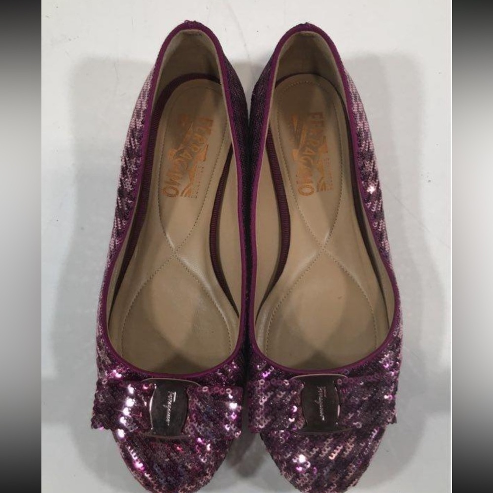 Women’s Salvatore Ferragamo Pink Sequin Ballet Flats Size 7B